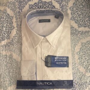 Nautica Men's White Long-Sleeve MotionEase Stretch Dress Shirt